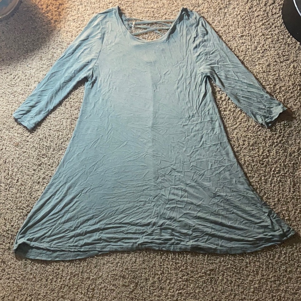Green/blue short skater dress. Pretty string back